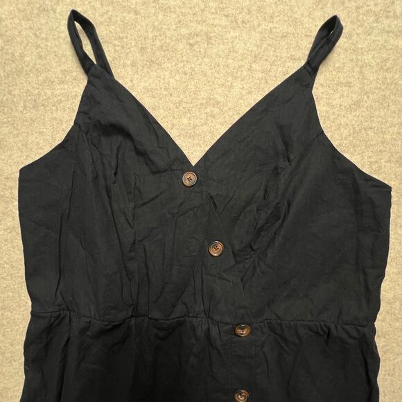 Maurices XL Black Linen Cotton Faux Wrap Midi Dress Coastal Boho - Picture 6 of 8